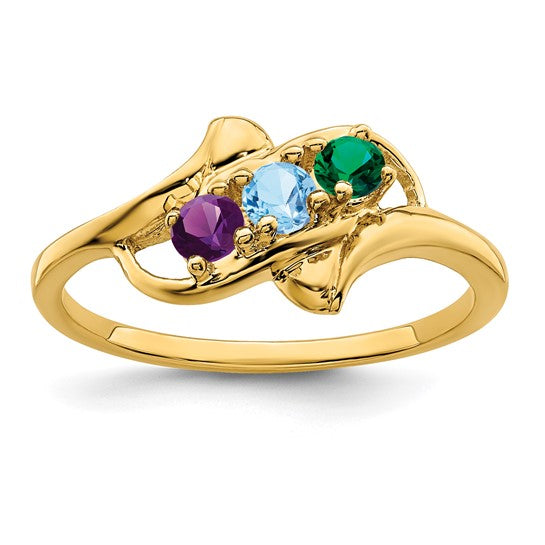 14kt Yellow Gold Genuine 3 Stone Mother's Ring