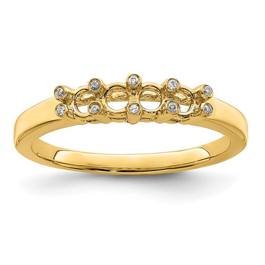 14KT Yellow Gold Family Jewelry Genuine Stone & Diamond Set Ring