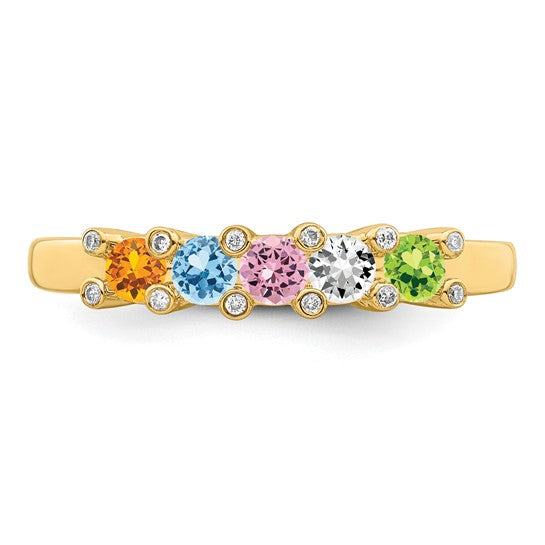 14KT Yellow Gold Family Jewelry Genuine Stone & Diamond Set Ring