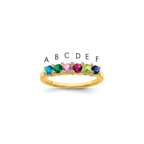 14kt Yellow Gold Family Jewelry Synthetic Stone & Diamond Set Ring