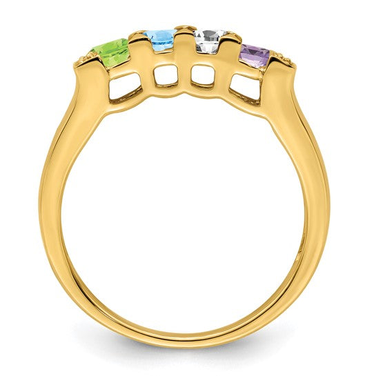 14KT Yellow Gold Family Jewelry Diamond Semi-Set Ring
