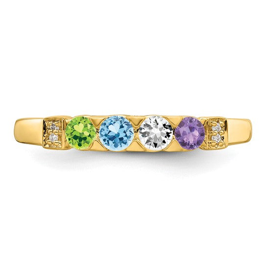 14KT Yellow Gold Family Jewelry Diamond Semi-Set Ring