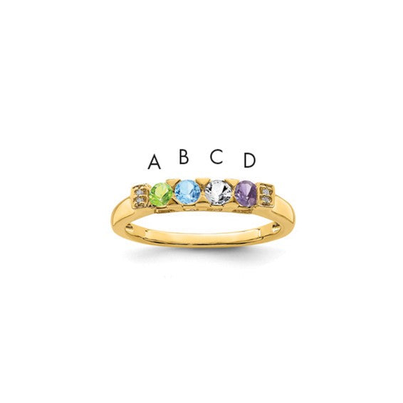 14KT Yellow Gold Family Jewelry Diamond Semi-Set Ring