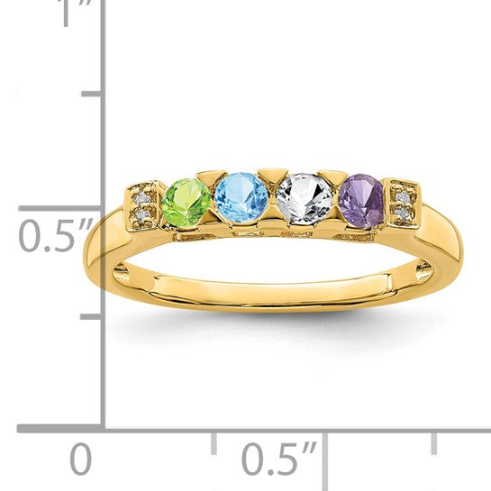 14KT Yellow Gold Family Jewelry Diamond Semi-Set Ring