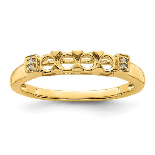 14KT Yellow Gold Family Jewelry Diamond Semi-Set Ring