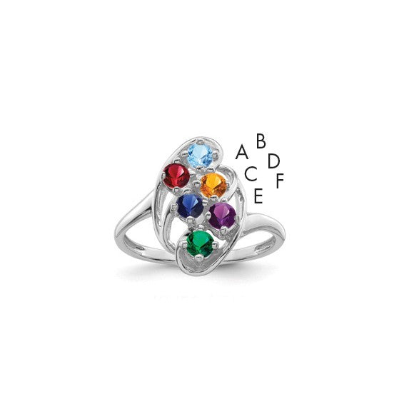 14kt White Gold Synthetic Family Jewelry Ring