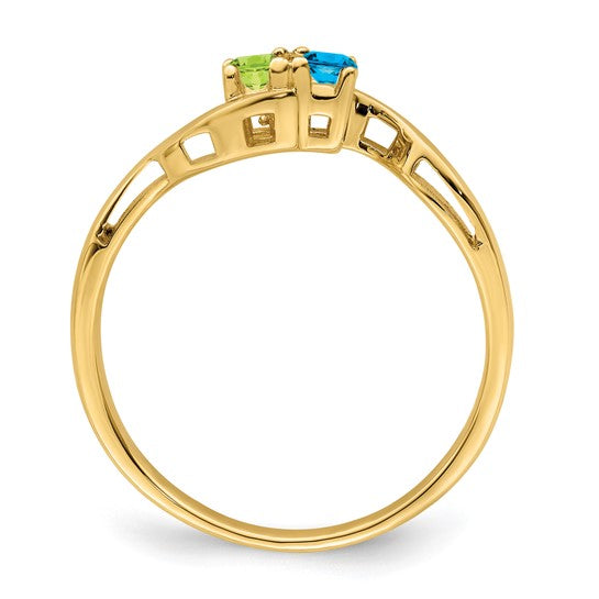 14kt Yellow Gold Genuine 2 Stone Mother's Ring