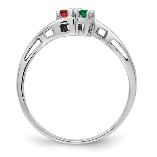 14kt White Gold Genuine 2 Stone Mother's Ring