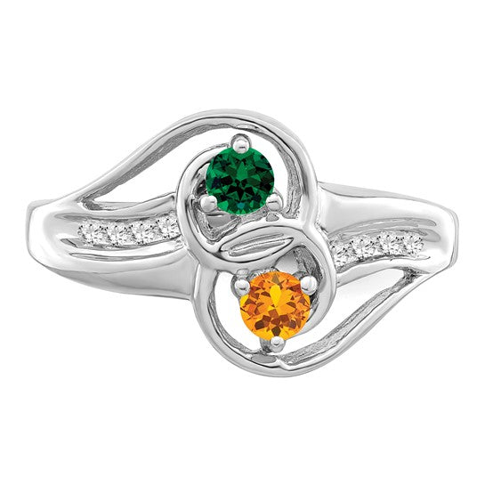 14kt White Gold Synthetic Family Jewelry Ring