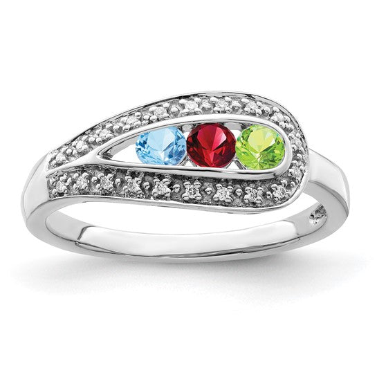 14KT White Gold Family Jewelry Diamond Semi-Set Ring