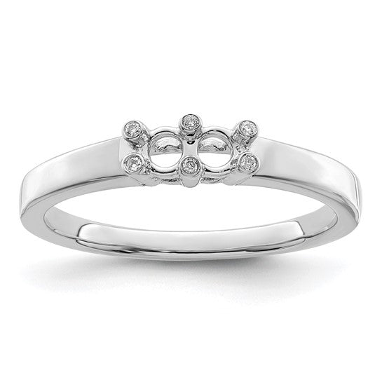 14kt White Gold Family Jewelry Genuine Stone & Diamond Set Ring