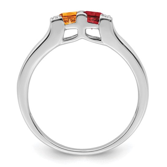 14kt White Gold Family Jewelry Synthetic Stone & Diamond Set Ring