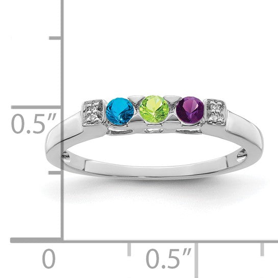 14KT White Gold Family Jewelry Synthetic Stone & Diamond Set Ring