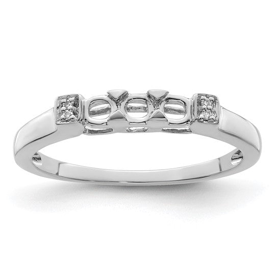 14KT White Gold Family Jewelry Synthetic Stone & Diamond Set Ring