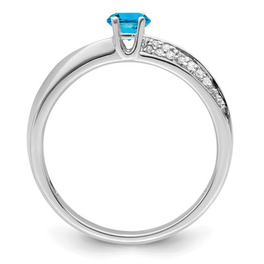 14kt White Gold Family Jewelry Synthetic Stone & Diamond Set Ring