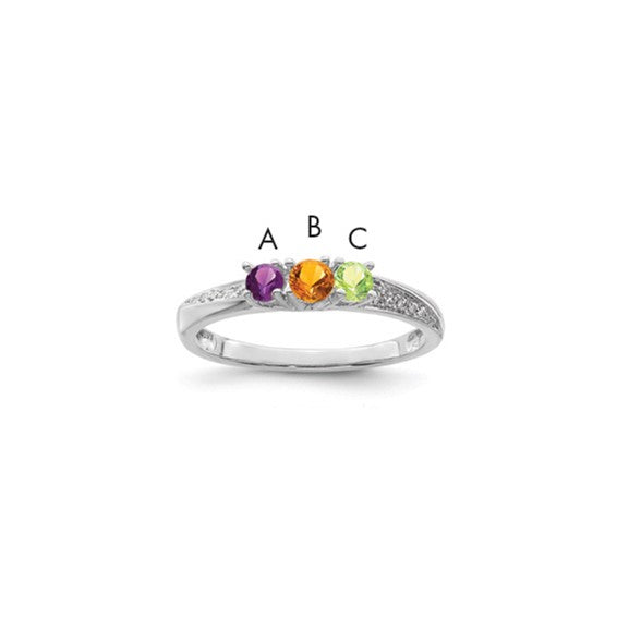 14KT White Gold Family Jewelry Genuine Stone & Diamond Set Ring