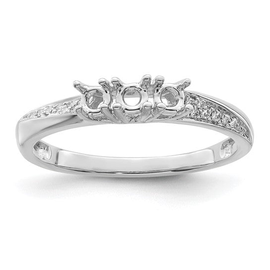 14KT White Gold Family Jewelry Genuine Stone & Diamond Set Ring