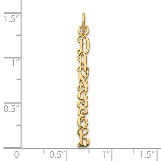 14kt Yellow Gold QG Vine Font Name Plate Charm