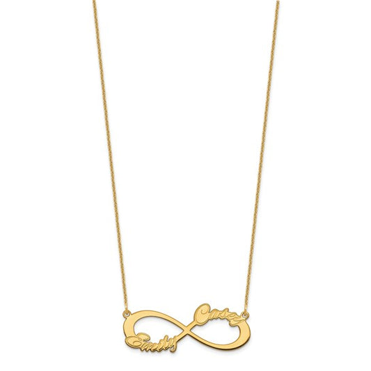 14kt Yellow Gold 2 Name Infinity Necklace