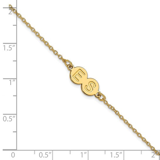 14kt Yellow Gold 2 Letter Bubble Bracelet