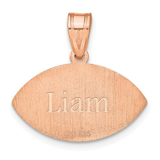 14kt Rose Gold Personalized Football Pendant