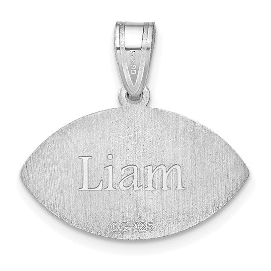 14kt White Gold Personalized Football Pendant