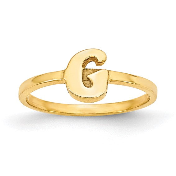 14kt Yellow Gold Script or Block Font Initial Ring