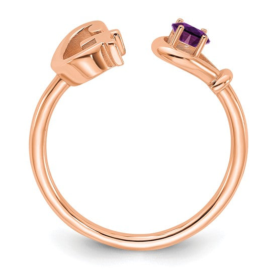 14kt Rose Gold Letter G with Birthstone Ring