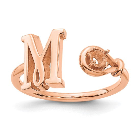 14KT Rose Gold Letter M with Birthstone Ring