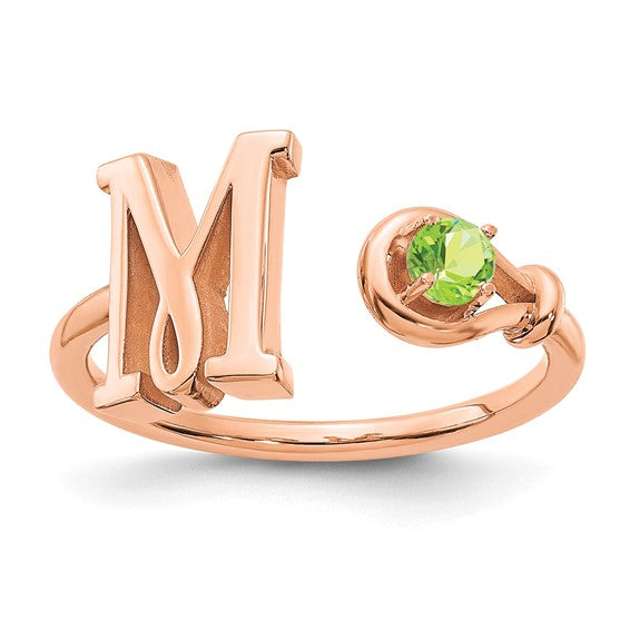 14KT Rose Gold Letter M with Birthstone Ring
