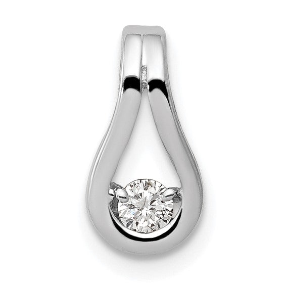14kt White Gold 2.8mm AAA Diamond Teardrop Shape Slide Pendant