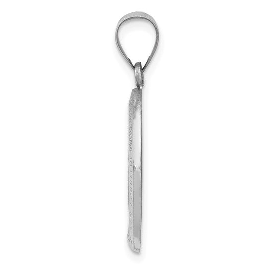 14kt White Gold Polished / Satin Miraculous Medal Hollow Pendant