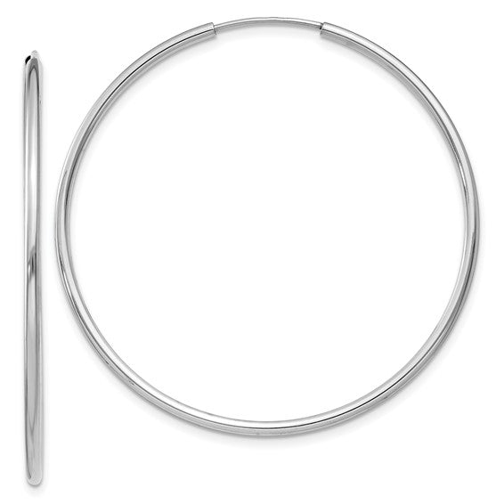 14kt White Gold 1.5mm Polished Endless Hoop Earrings