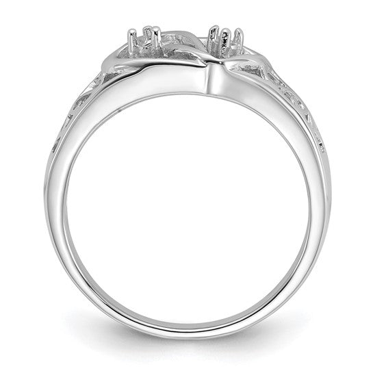 14kt White Gold Polished .05ct. Diamond Heart Ring Mounting