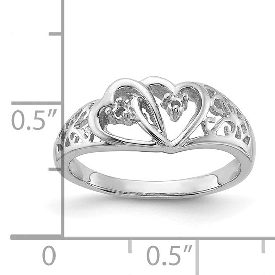 14kt White Gold Polished .05ct. Diamond Heart Ring Mounting