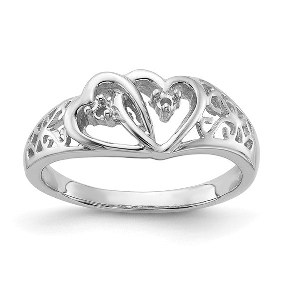 14kt White Gold Polished .05ct. Diamond Heart Ring Mounting