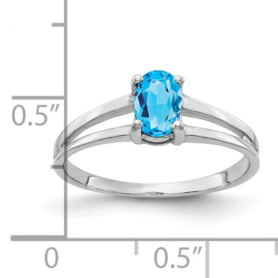 14kt White Gold 6x4mm Oval Blue Topaz ring