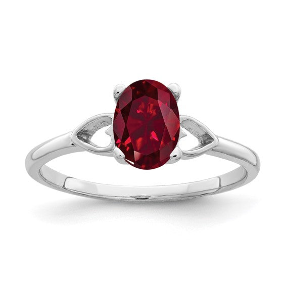 14kt White Gold 7x5mm Oval Created Ruby ring
