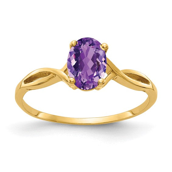 14kt Yellow Gold Polished 7x5 Oval Gemstone Ring Mounting