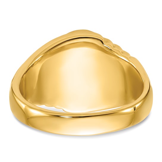 14kt Yellow Gold Men's Polished and Textured with Oval Onyx Masonic Ring