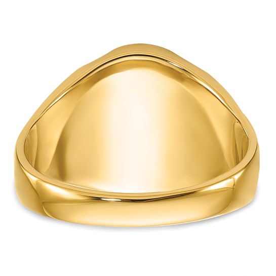 14kt Yellow Gold Men's Polished, Antiqued and Grooved with Oval Onyx Masonic Ring