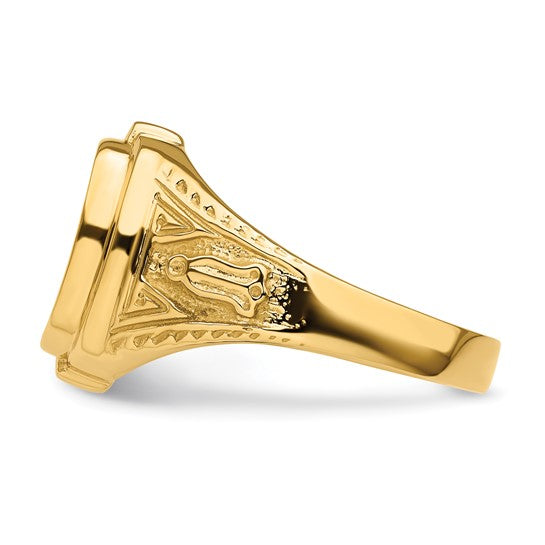 14kt Yellow Gold Men's Polished and Textured Masonic Ring Mounting
