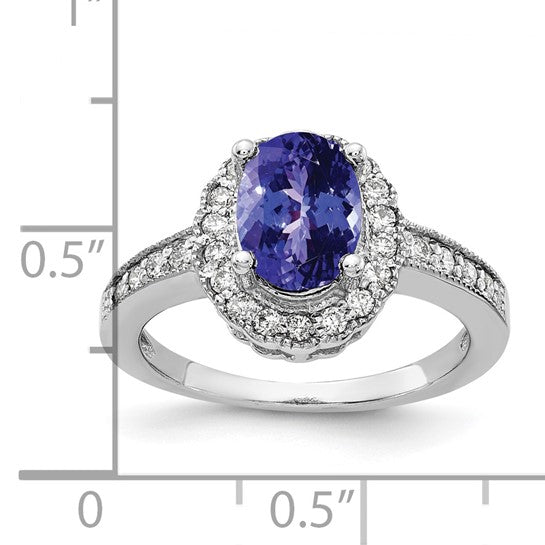 14kt White Gold 8x6mm Oval Tanzanite AA Diamond ring