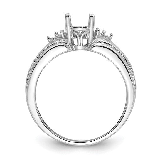 14kt White Gold 7x5mm Oval Gemstone / .08ct. Diamond Ring Mounting