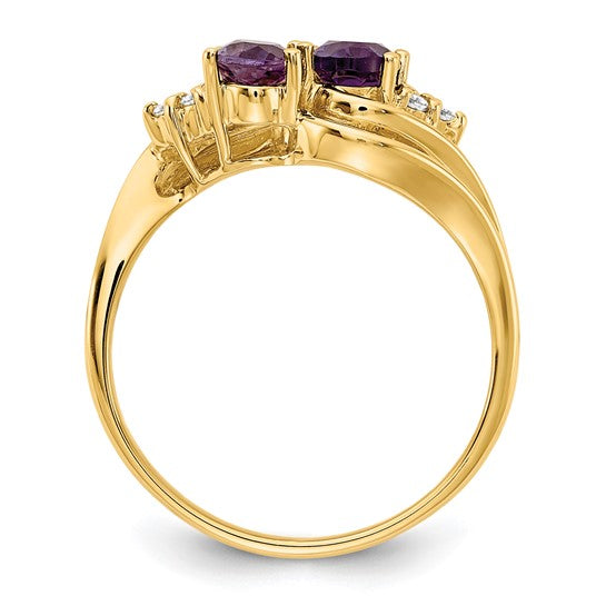 14kt Yellow Gold 6x4mm Oval Amethyst VS Diamond ring