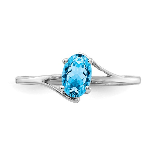 14kt White Gold 6x4mm Oval Blue Topaz ring