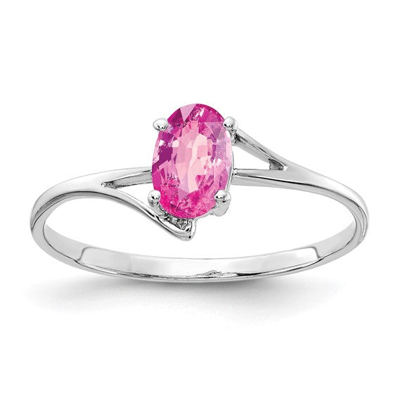 14kt White Gold 6x4mm Oval Pink Sapphire ring