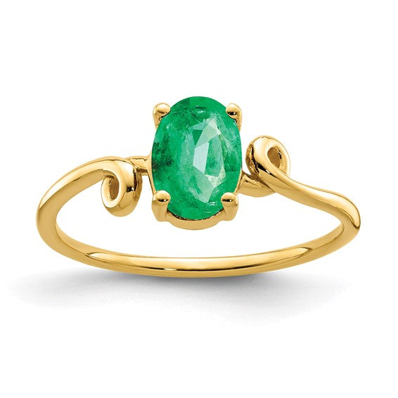 14kt Yellow Gold 7x5mm Oval Emerald ring