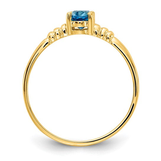 14kt Yellow Gold 6x4mm Oval Blue Topaz ring