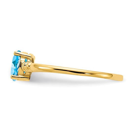 14kt Yellow Gold 6x4mm Oval Blue Topaz ring